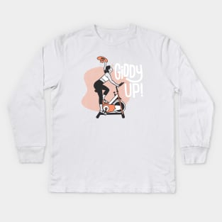 Spin Class Cowgirl Kids Long Sleeve T-Shirt